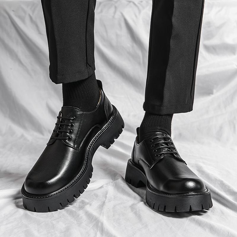 Fashion Men's Spring Formal Lace Up Shoes Men Trend Shoes Thick Sole Men's Business Casual Shoes Man Lifted Oxfords Height Increasing