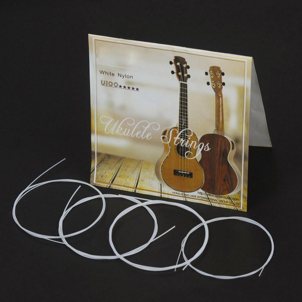 White Ukulele Ukelele Uke Strings Nylon Material, 4pcs Set (Package Card Random Delivery)