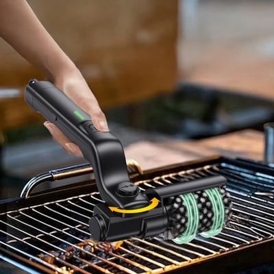 Electric Rotary Grill Brush with 3-Speed Power Control Adjustable 7-Angle Head Stainless Steel Bristles Cleaning Tool High Temp Resistant Grill