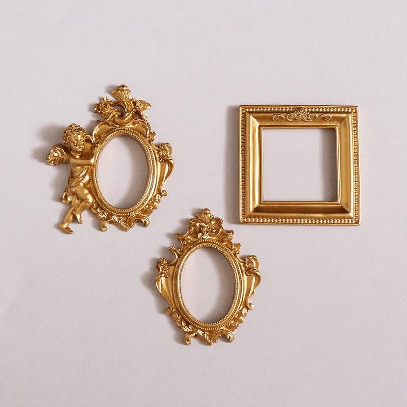European Victorian Style Retro Resin Mini Angel Oval Small Photo Frame Accessory Positioning Frame Earring Necklace
