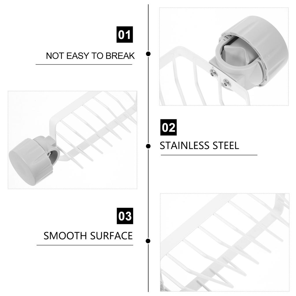 Kitchen Sponge Holder Stainless Steel ABS Multifunction Faucet Rack Sink Organizer Soap Draining Rack for Household Kitchen
