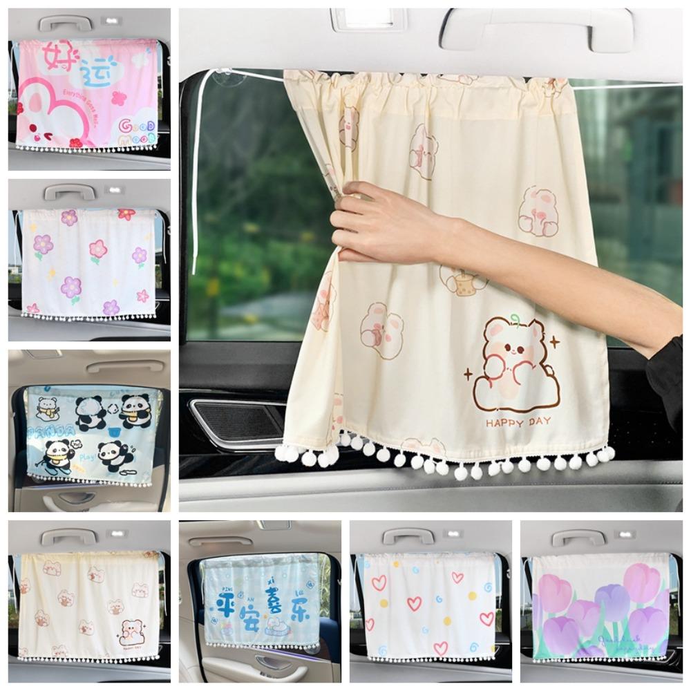 Suction Cup Cartoon Car Curtain Panda Car Blackout Curtain Cute Car Sunshade Curtain  Side Window
