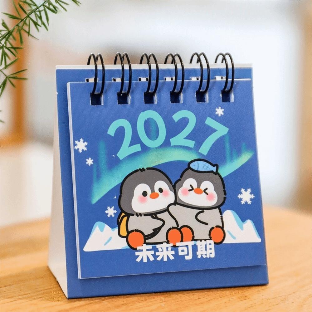 Cartoon Standing Flip Calendar Double Coil Schedule Planner 2027 Desk Calendar for Home&Office 03