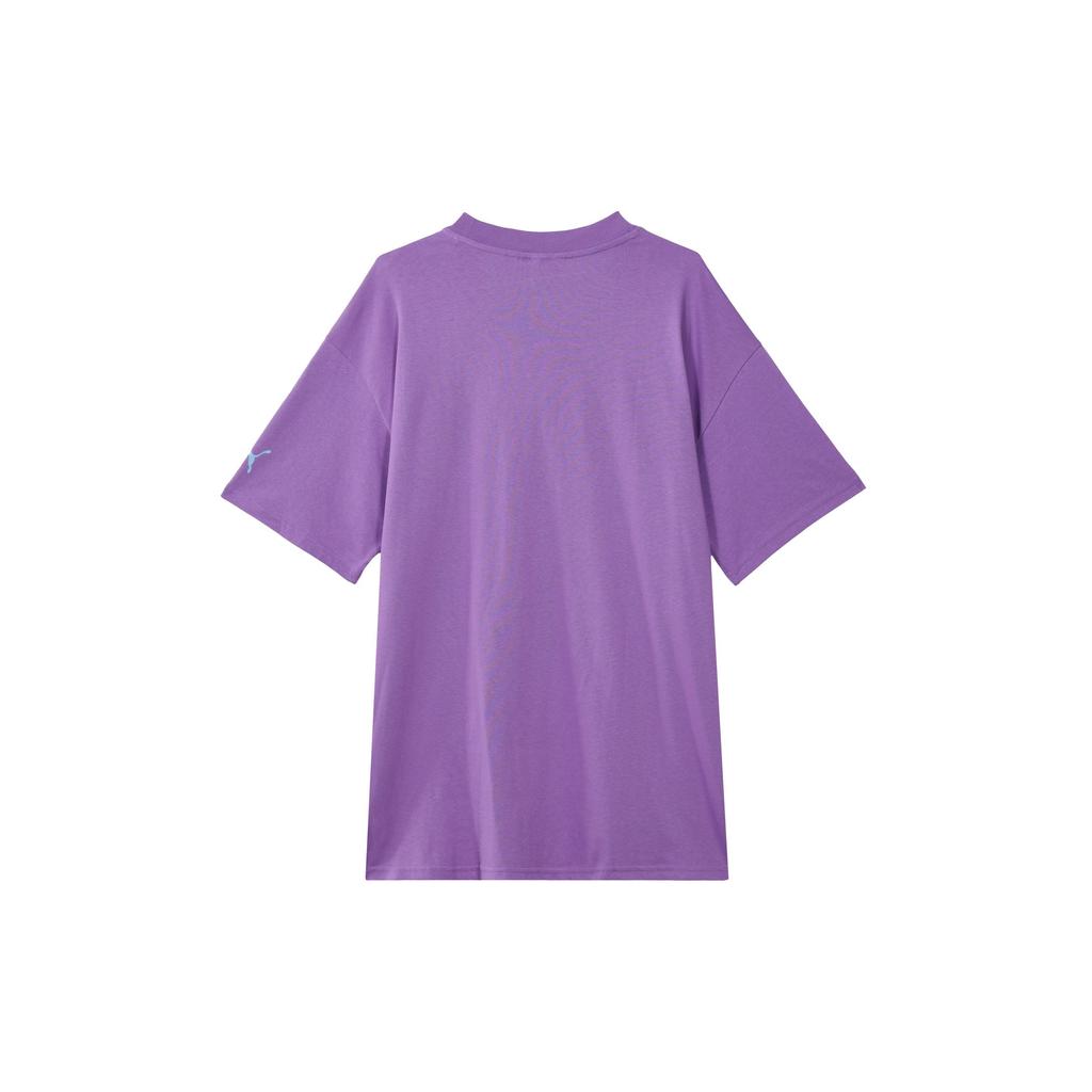 Puma Melo Charlotte Letter Print Basketball Character Casual Crew Neck Short Sleeve Drop Shoulder T-Shirt Men Tops Purple 627744-01