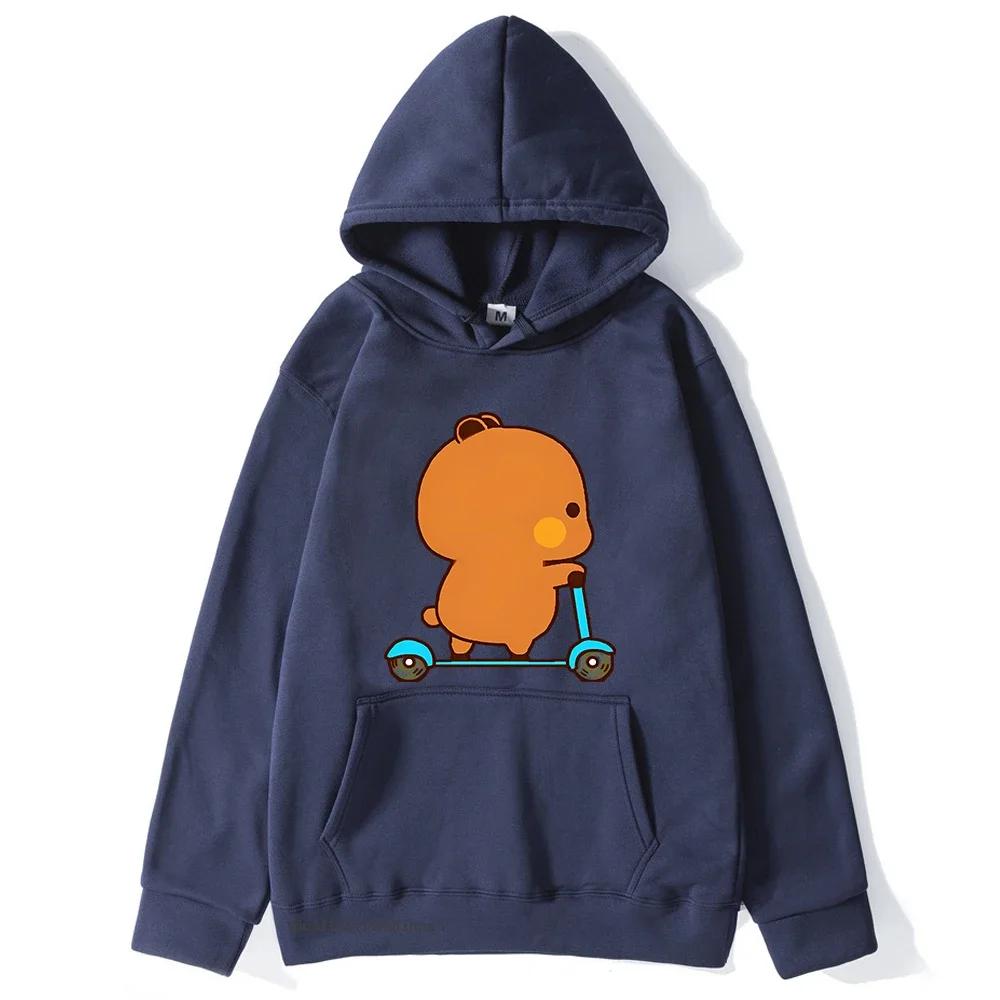 Cute Couple Hoodie Cute Bubu and Dudu Are Playing Scooter Together Sweatshirts Hooded Men's Clothes Women Panda Bear Top