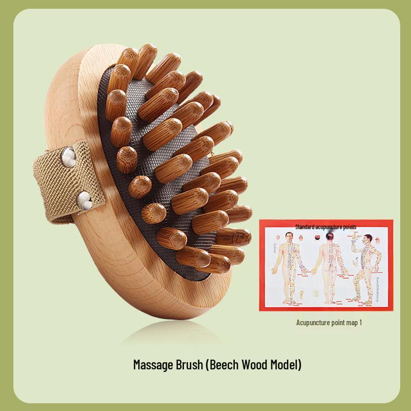 Solid Wood Abdominal Massage Brush for Belly and Meridian Relief