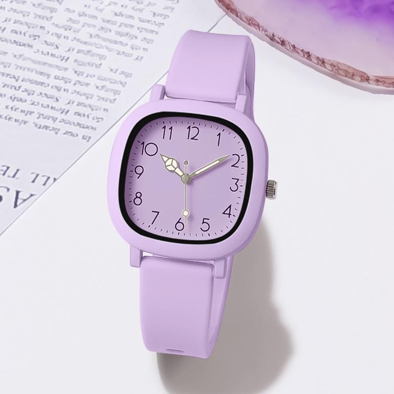 Women Watch Fashion Square Quartz Silicone Strap Wristwatches Student Watches for Women