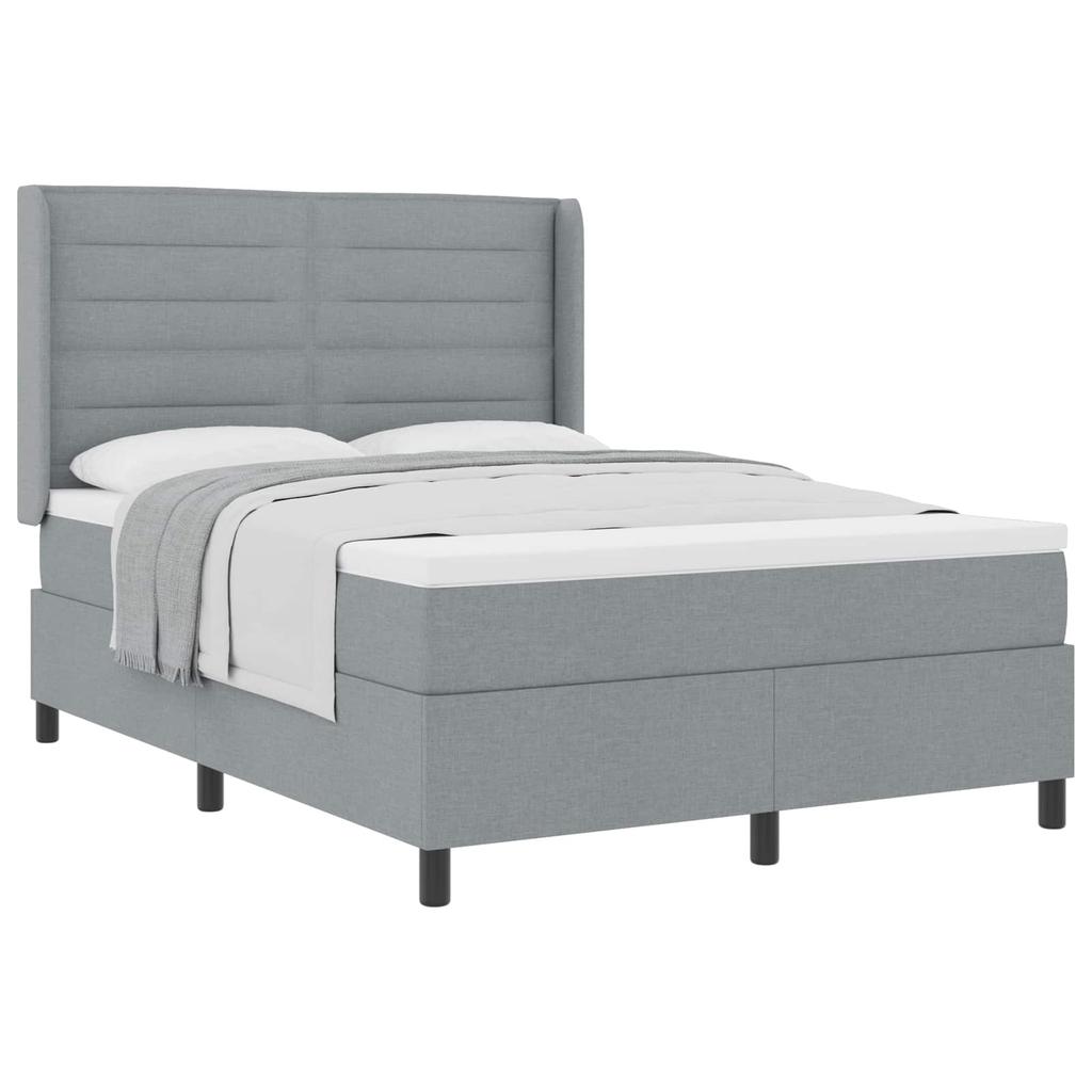 Box Spring Bed with Mattress Light Grey 200 x 140 cm Fabric