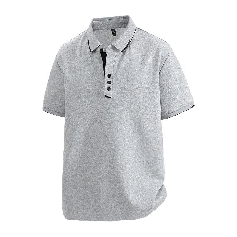 Herren Plus Size M-8XL Lockeres Piqué-Baumwoll-Polohemd - Eis-Gefühl, Kurzarm, Kragen Sommer-T-Shirt 6XL graue