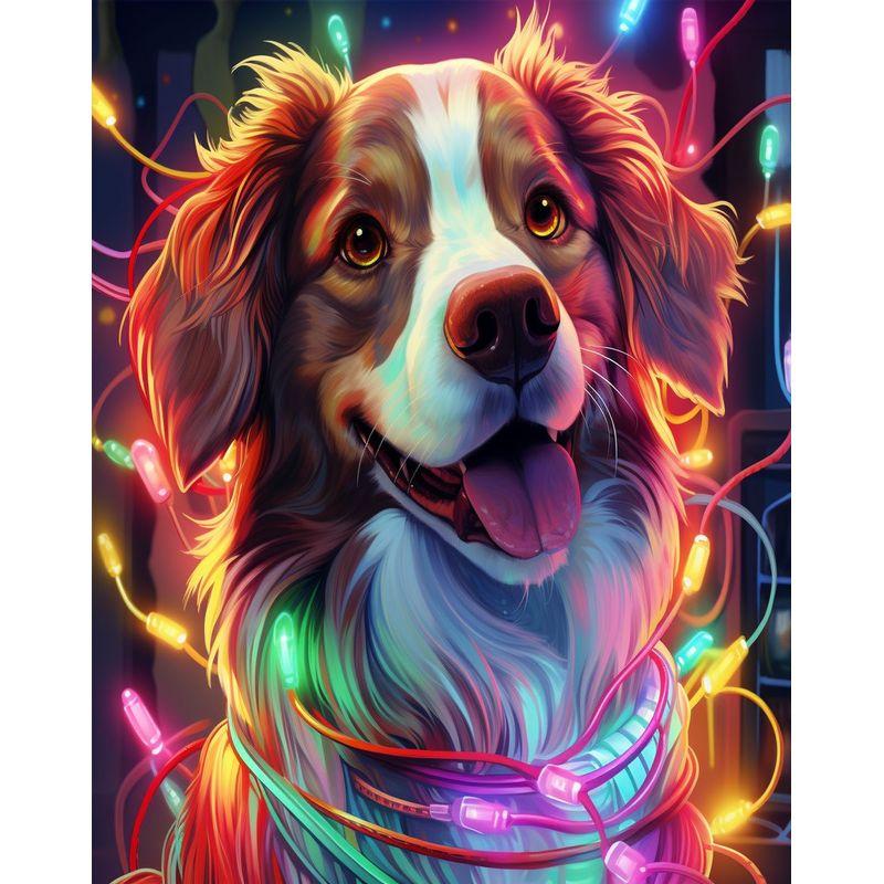 

Алмазная картина Собака 5D DIY Набор для вышивки крестом Алмазная вышивка Бисером Подарочная картина Декор Главная Full Round 20x30CM