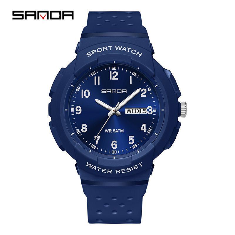 Sanda 6097 Dual Calendar Luminous Waterproof Watch for Men & Women - Trendy, Creative, and Ideal for Outdoor Activities.