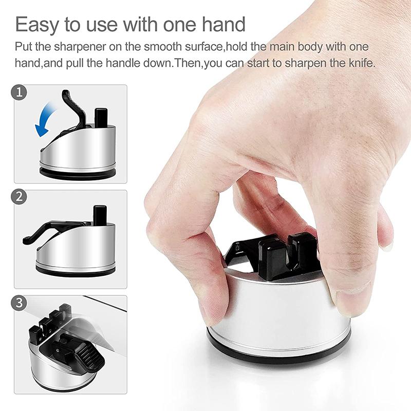 Upgraded 2-Stage Pocket Kitchen Chef Knife Sharpeners Mini Knife Sharpener with Suction Cup Portable Kitchen Sharpening Tool