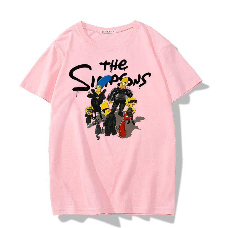 Fashion Disney Cartoon Simpson Oversized Tshirt Summer Blouses Ladies Unisex White Tees Tops Short Sleeve Blouses Women YK Tshirt