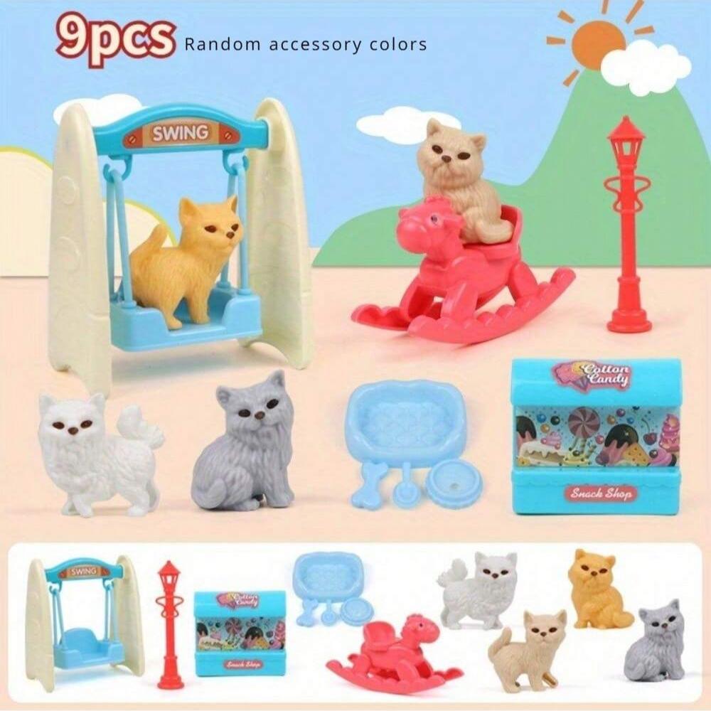 Cute Dog/Bear Pet Basket Family Toys, Dog Cage and Scene Playing Toys, Doll Play House Set - Imaginative Pretend Play Experience