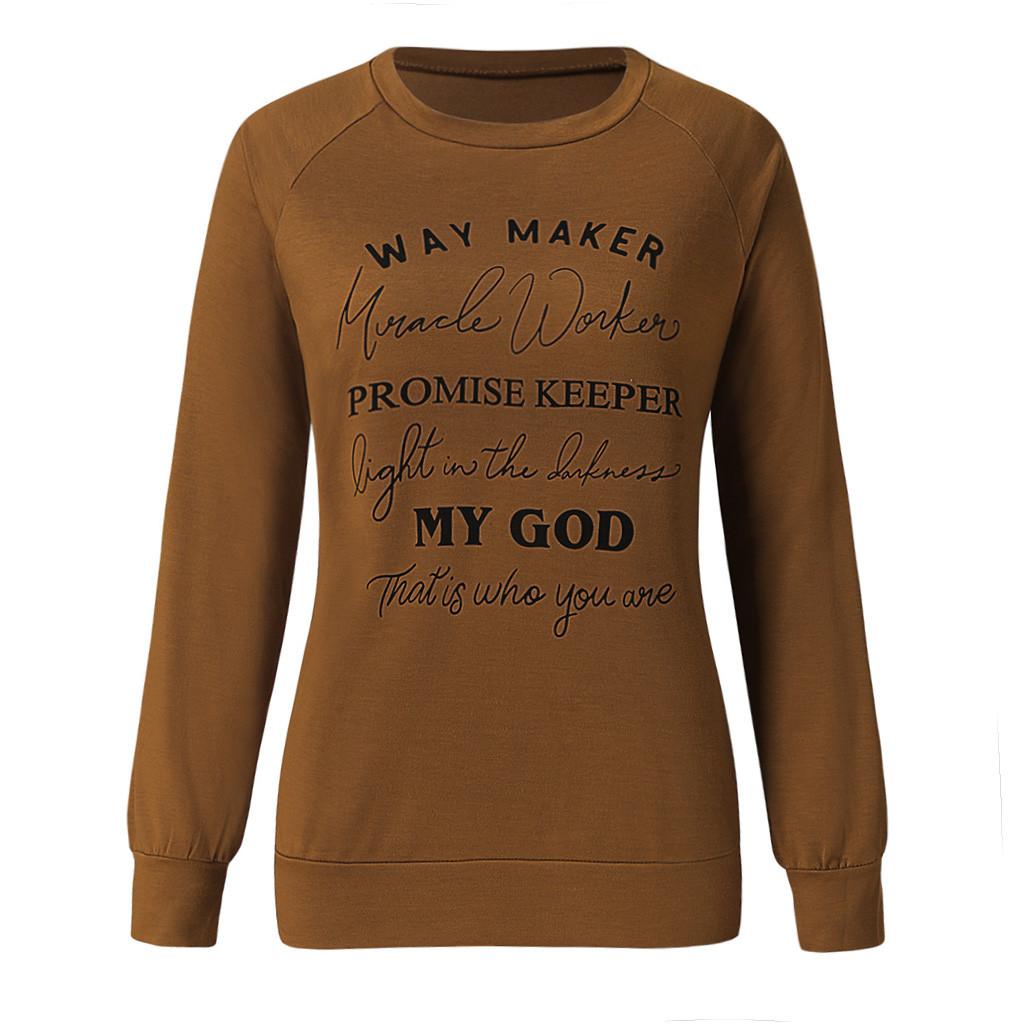 Women Letter Print Sweatshirt  Long Sleeve Top Blouse