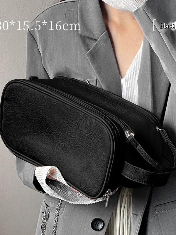 Double Zipper Travel Makeup Bag: Large-Capacity, Portable Cosmetic Organizer