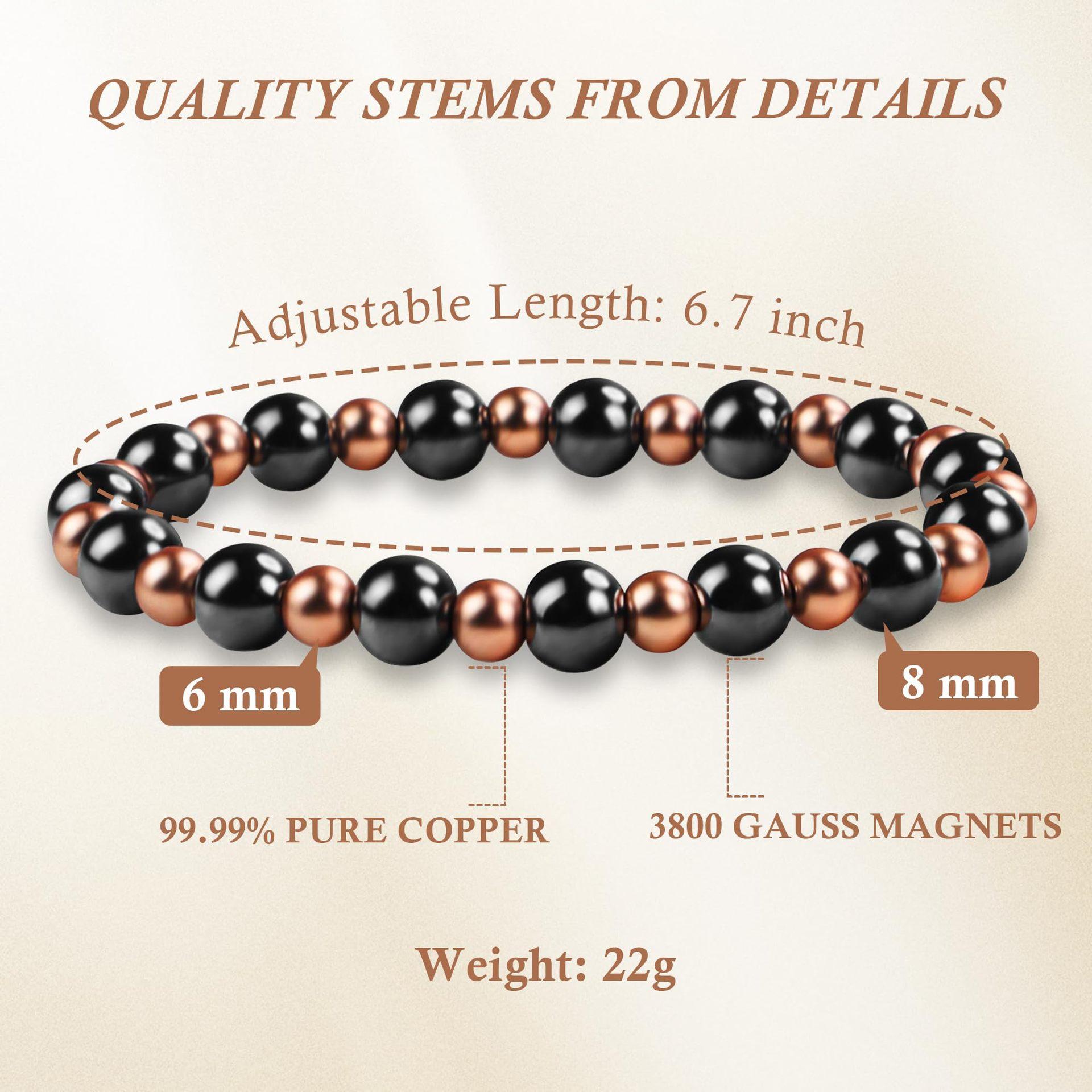

Black magnet bracelet Thanksgiving gift copper bead magnet beaded elastic rope 6mm women copper bead black magnet bracelet