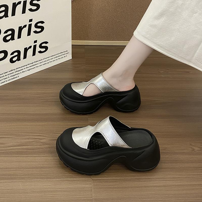 Small thick-soled bag head slippers women's new one-pedal lazy outer wear casual fashion versatile cool slippers