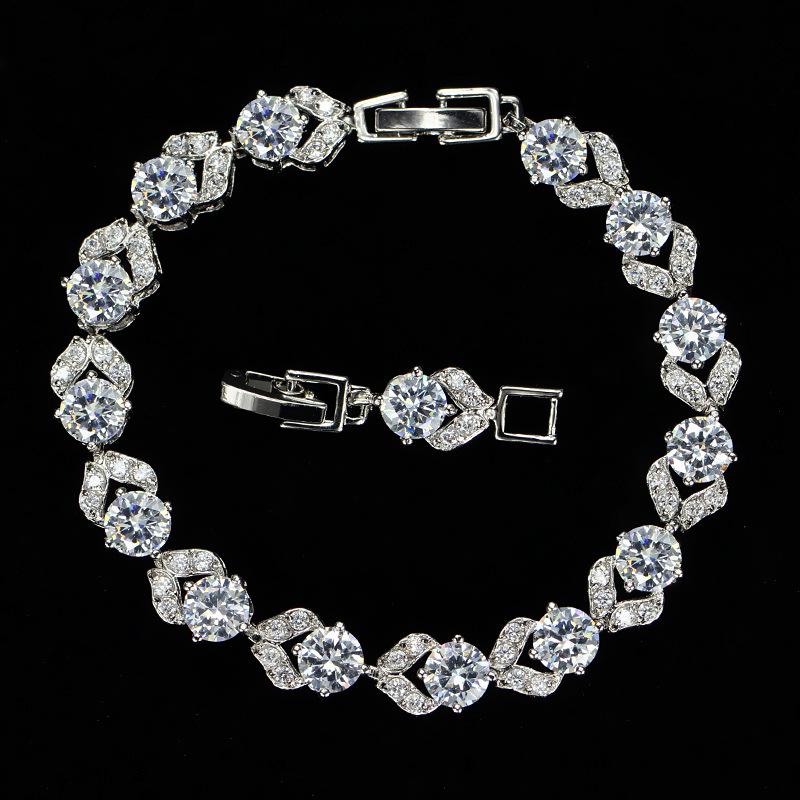 High-End Atmospheric Color Ribbon Diamond White Crystal Zircon Bracelet Women'S Hand Jewelry