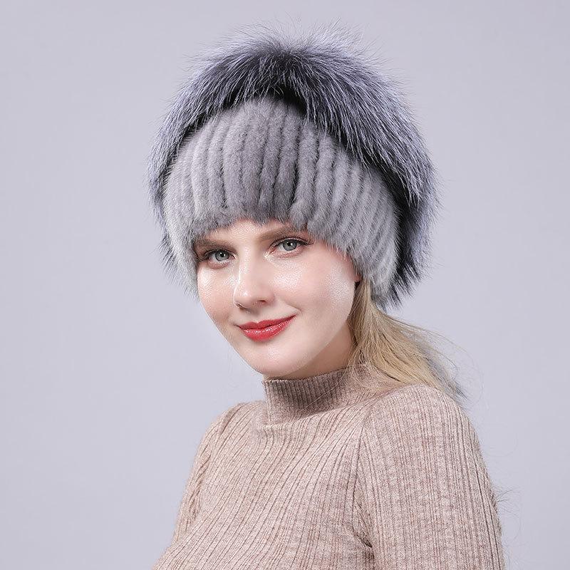New Women s Winter Warm Thick Versatile Leather Straw Hat сапфировый