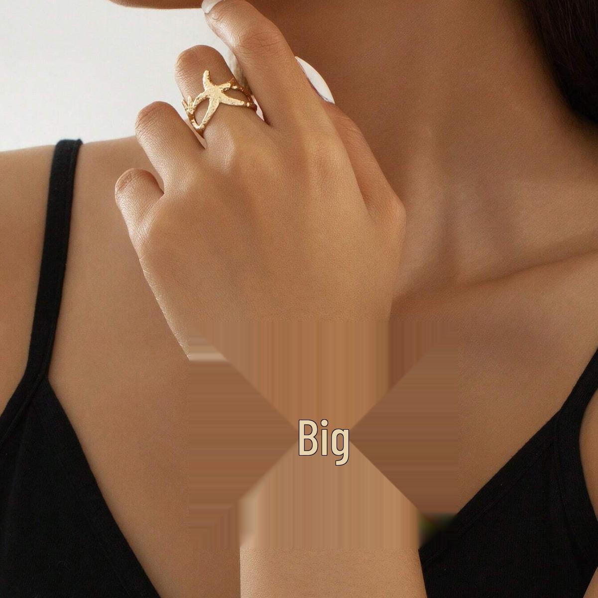 

Starfish Linked Branch Open Ring and Fashion Bangle Set золотой