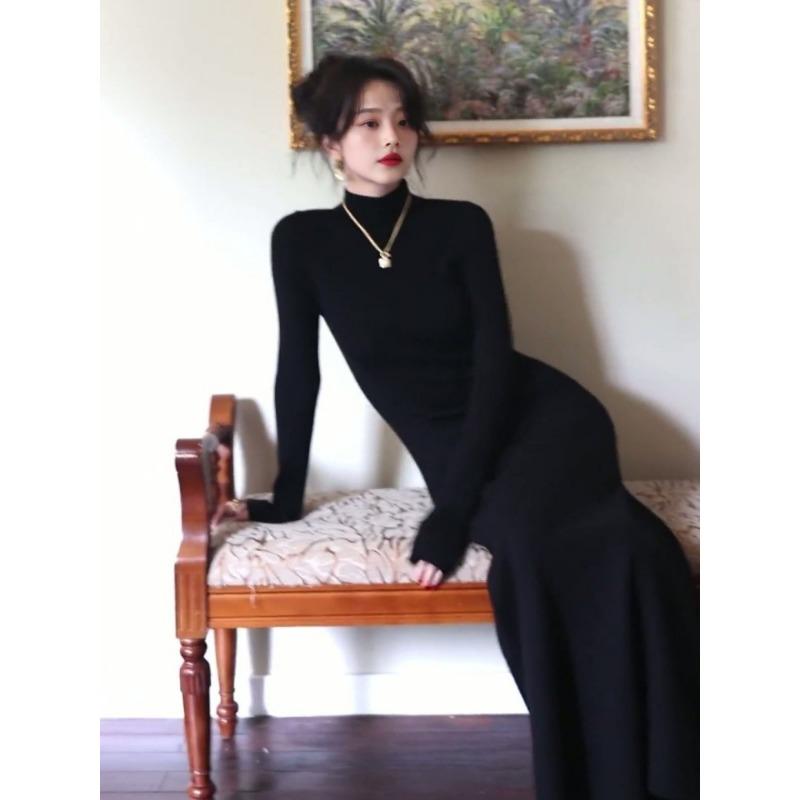 

[] Новое платье нишевое легкое люкс облегающее сексуальное с открытой спиной высококлассное боевое платье S чёрный