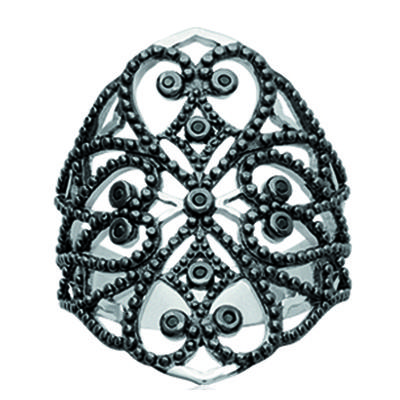 Silver Ring 'Goddess' Black Silver (rhodium) - 28x20 Mm