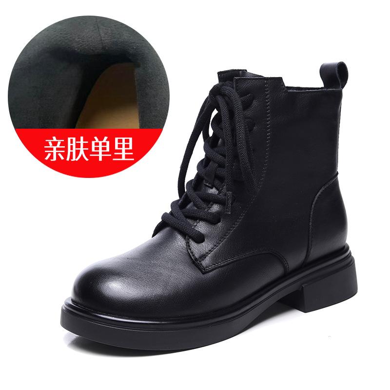 First layer cowhide Martin boots women's winter new popular leather British style retro versatile thick heel short boots