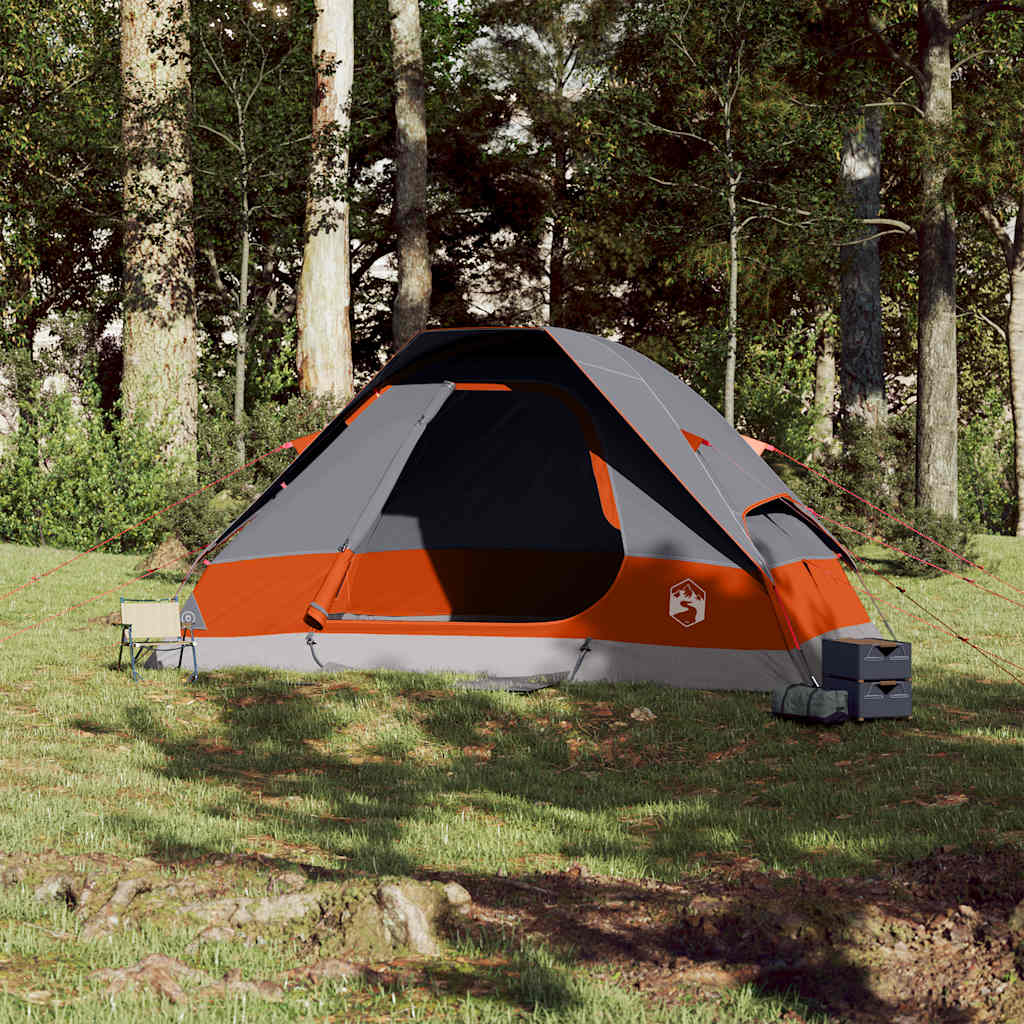 Dome Family Tent for 6 Persons Grey and Orange Waterproof
