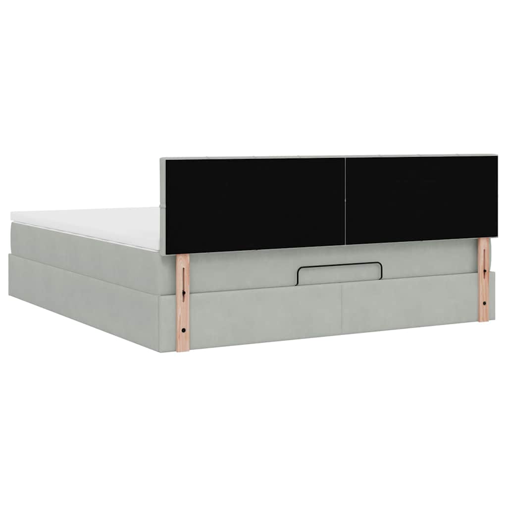 Ottoman Bed with Mattress & LEDs Light Grey 180x200 cm Velvet