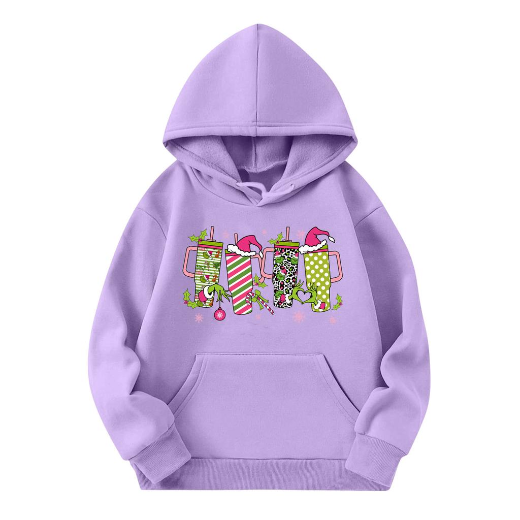 Child Fashion Lightweight Long Sleeve Pullover With Pockets Print Hoodie