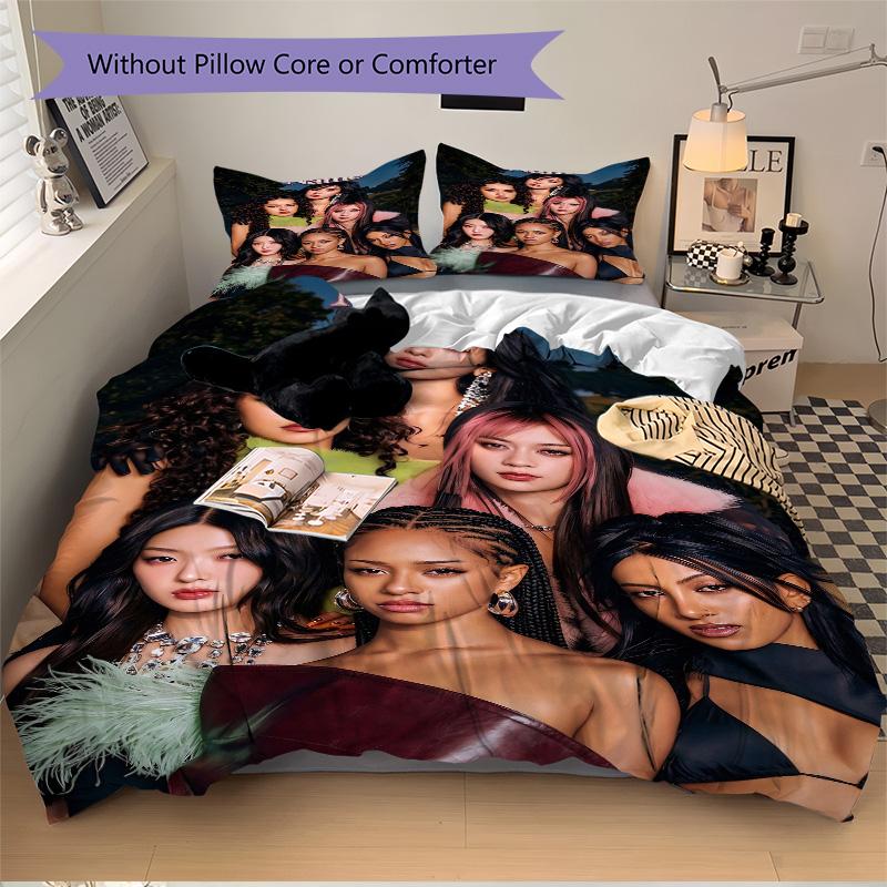 Custom Name Girl Group Fashion Portrait Print 3Pcs Bedding Set,Duvet Cover with 2 Bedro,Pillowcase Home Birthday Gift