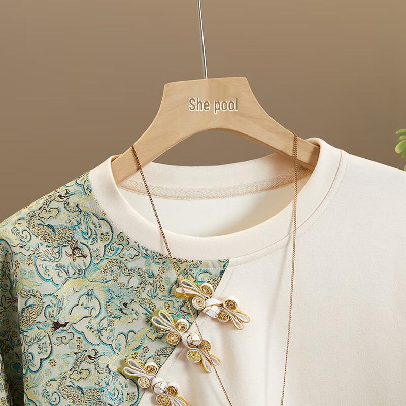 Ta Chi Women's New Chinese Style Jacquard Patchwork Sweatshirt