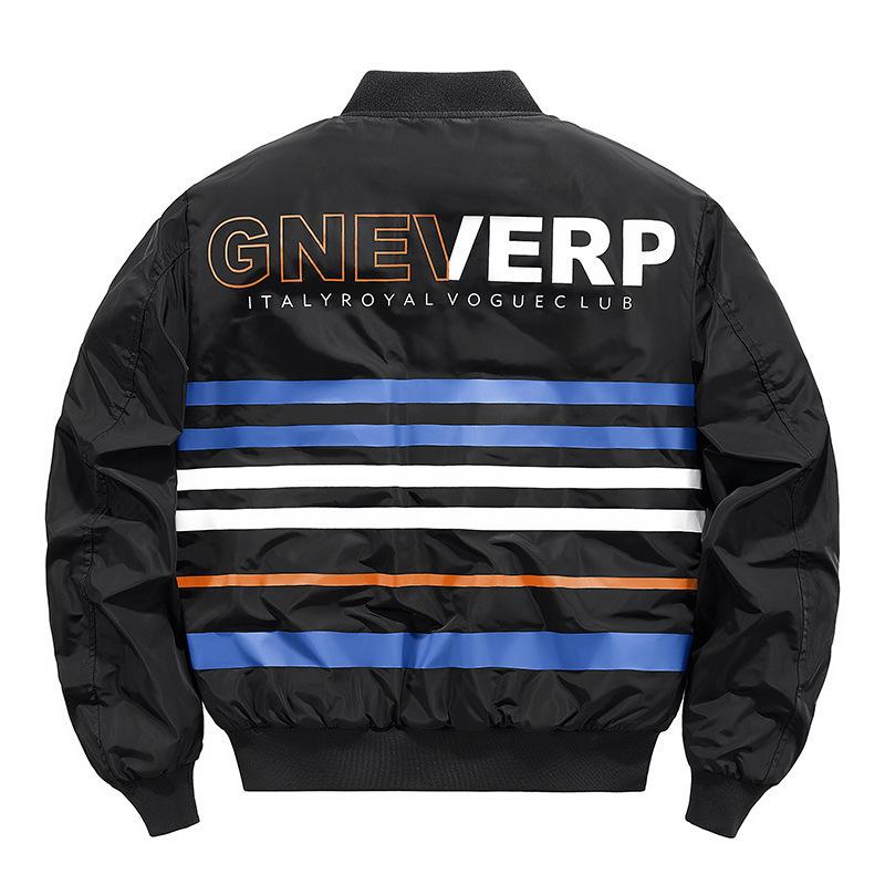 Letter Striped Jacket Men's Flying Jacket Men's Casual Sports Jacket Gram Baseball Stand-Up Jacket
