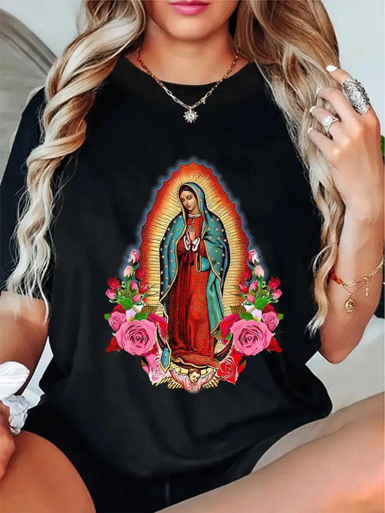 Damen Weihnachts-Rundhals-Kurzarm-Top - Europäischer und Amerikanischer Stil