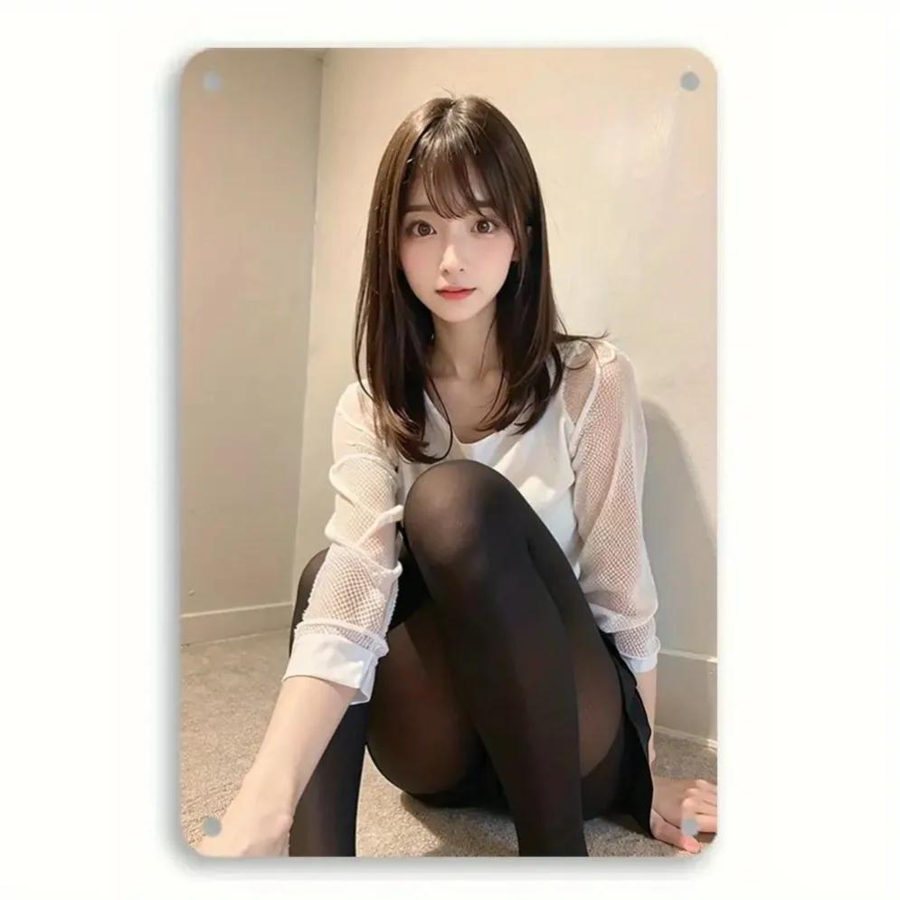 

Retro Tin Sign 8x12 Inch Vintage Girl Wall Art Bar Cafe Decor 20x30cm білий