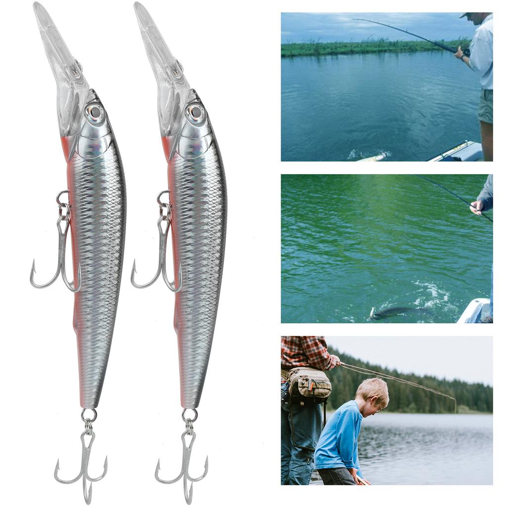 2Pcs Plastic Artificial Simulation Deep Diving Minnow Lure Bait Fishing Accessory4#