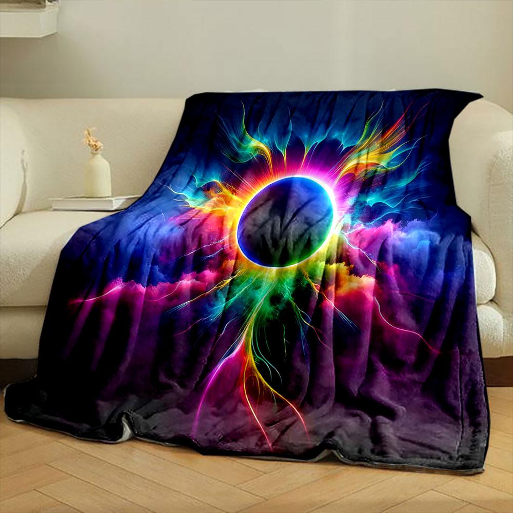Neon Eclipse Burst Print Blanket Soft and Cozy Perfect for the Living Room Bed Sofa or a Nap,gift