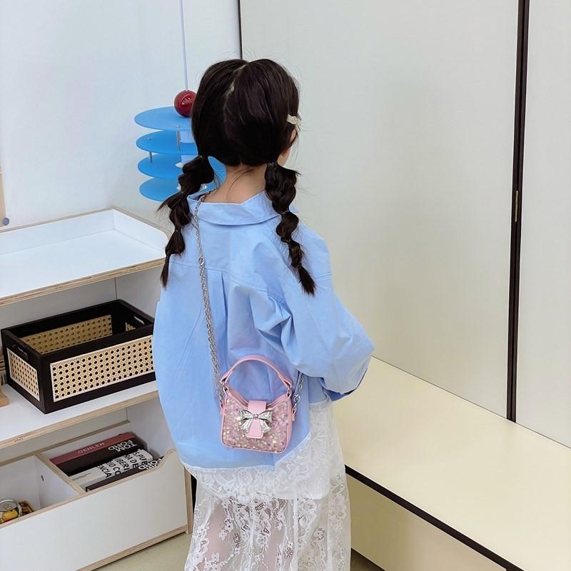 Girl Sweet Toddler Bow Sequin Chain Purse Butterfly Element Casual Use School