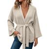 Women's Casual Knit Cardigan with Belted Waist Open Front Sweater for Everyday Wear