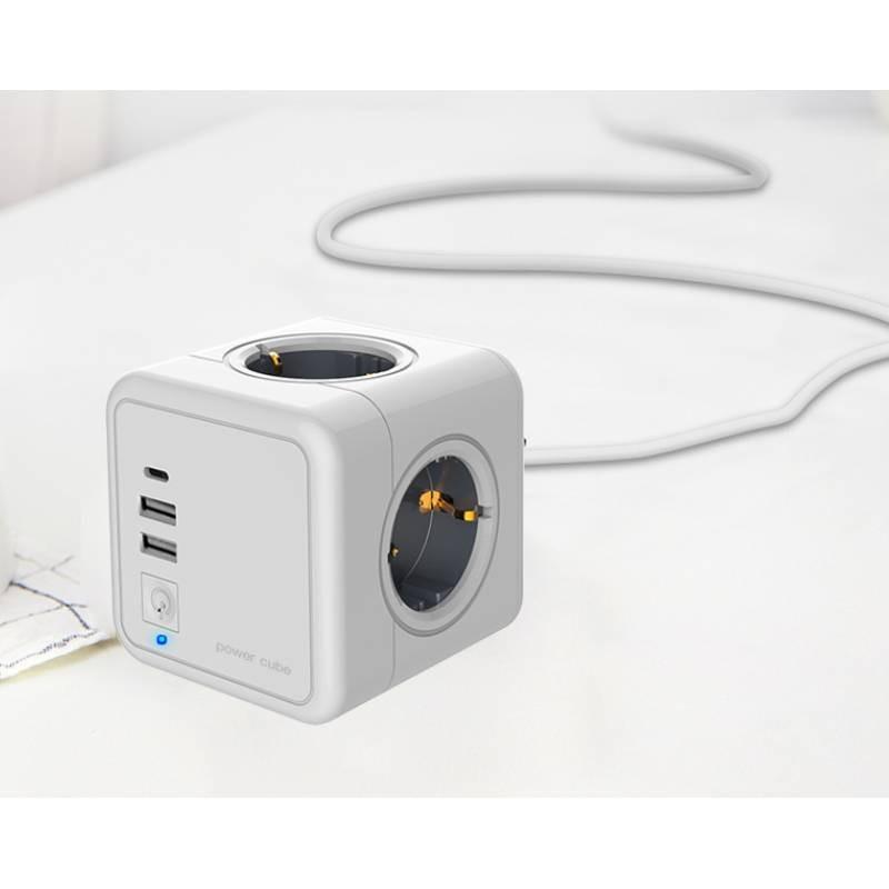Cube Power Allocacoc Original Power Socket 4 Outlets 2 Usb Ports Adapter Plug Eu