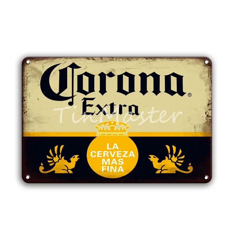 

CORONA EXTRA Металева жестяна табличка Вінтажний пивний плакат Декоративні таблички Ретро Паб Бар Декор Тарілка Череп Металева табличка Настінні наклейки 30x40cm(11.8x15.7inch)