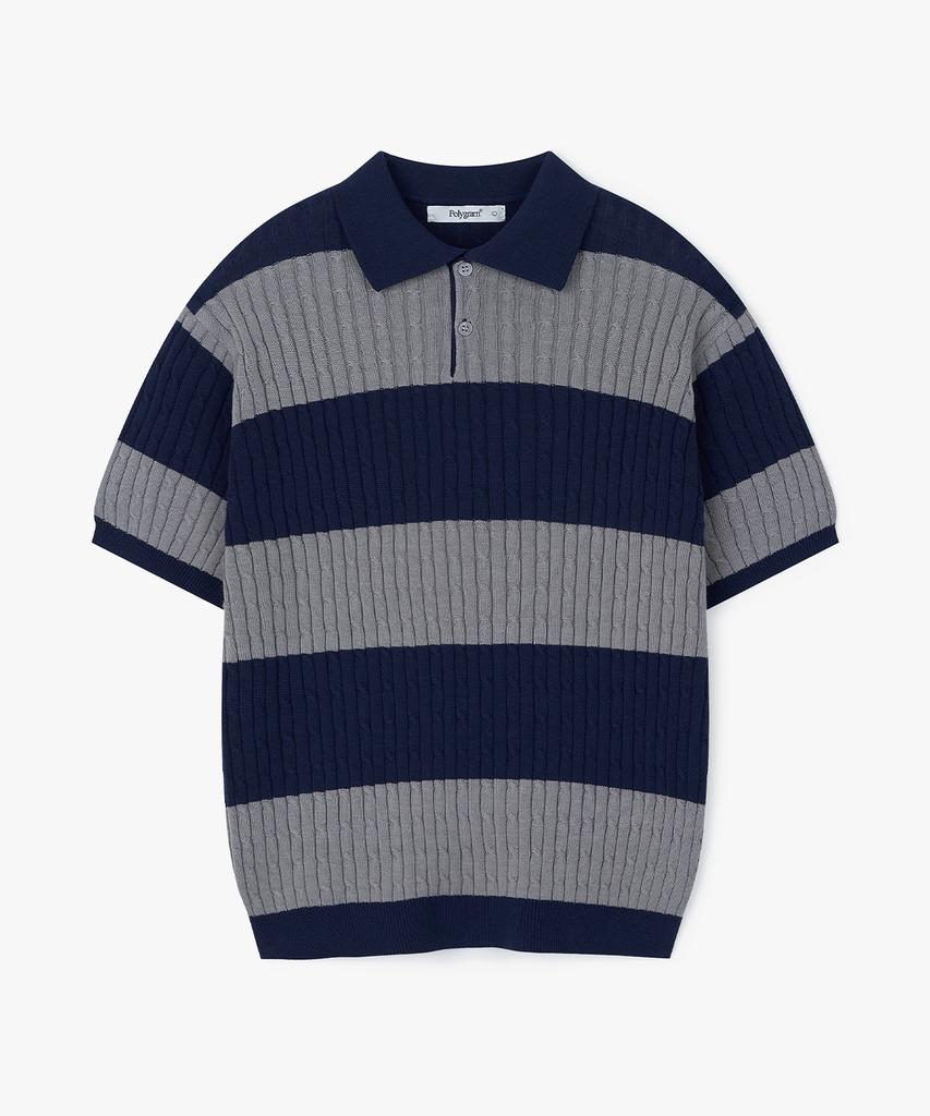 POLYGRAM Preppy Striped Collared Short Sleeve Knit - 5 Colors