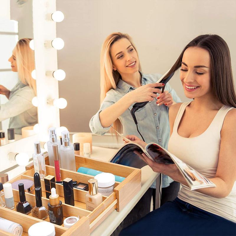 Cutlery and jewelry organizer insert for kitchen drawer, bamboo container