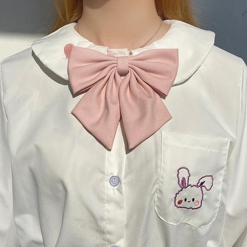Schüler Weiße Hemden Kragen Fliege Unifarbenes Gewebe Schuluniform Schleife Business Fliegen Partyhemd Zubehör für Damen Mädchen