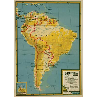 Spanish Map Background South America Map-Political Distribution,Wall Decor,Geographical,Tourism/education Tools