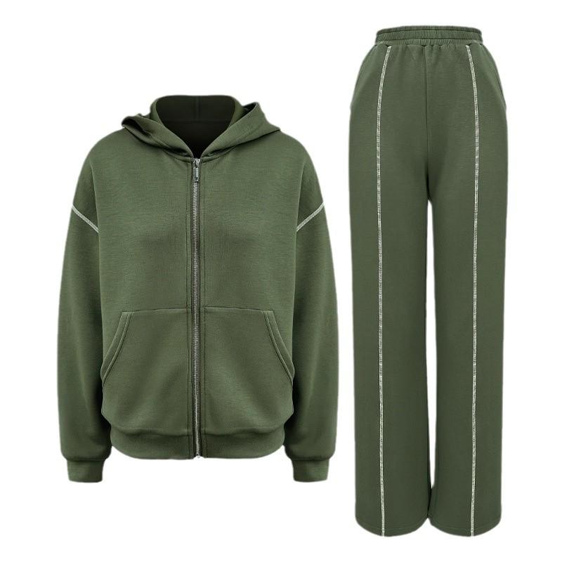 Women's Casual Slimming Thickened Sportswear: Warm 2-Piece Hooded Jacket Set