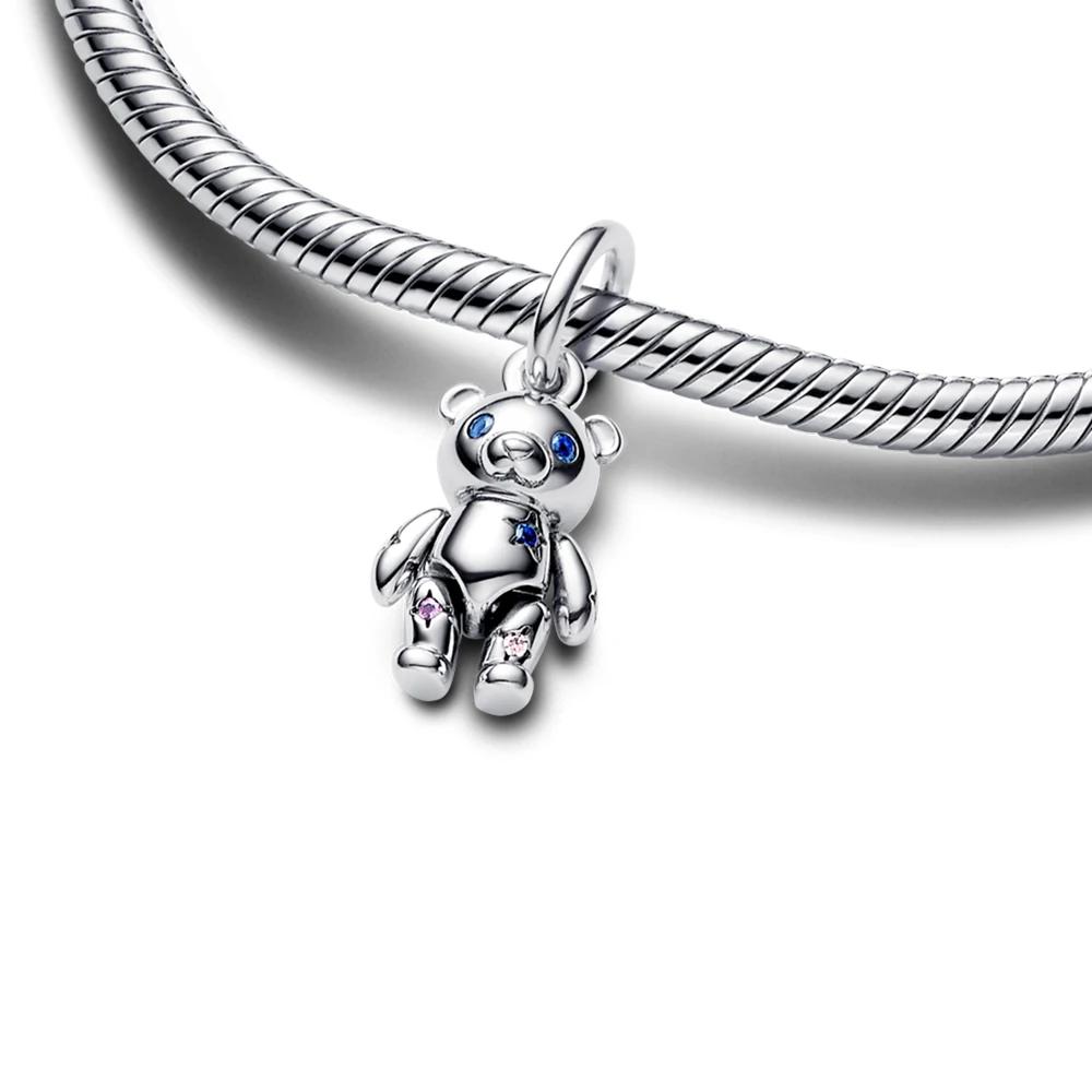 Verplaatsbare Teddybeer Bedel voor Sieraden Maken DIY Kerstcadeau Past Armband Ketting Hanger Kralen Nieuw