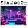 One Piece, Neon Retro Miami 80s Summer Disco Tropical Theme Background, Polyester, Suitable for Weddings