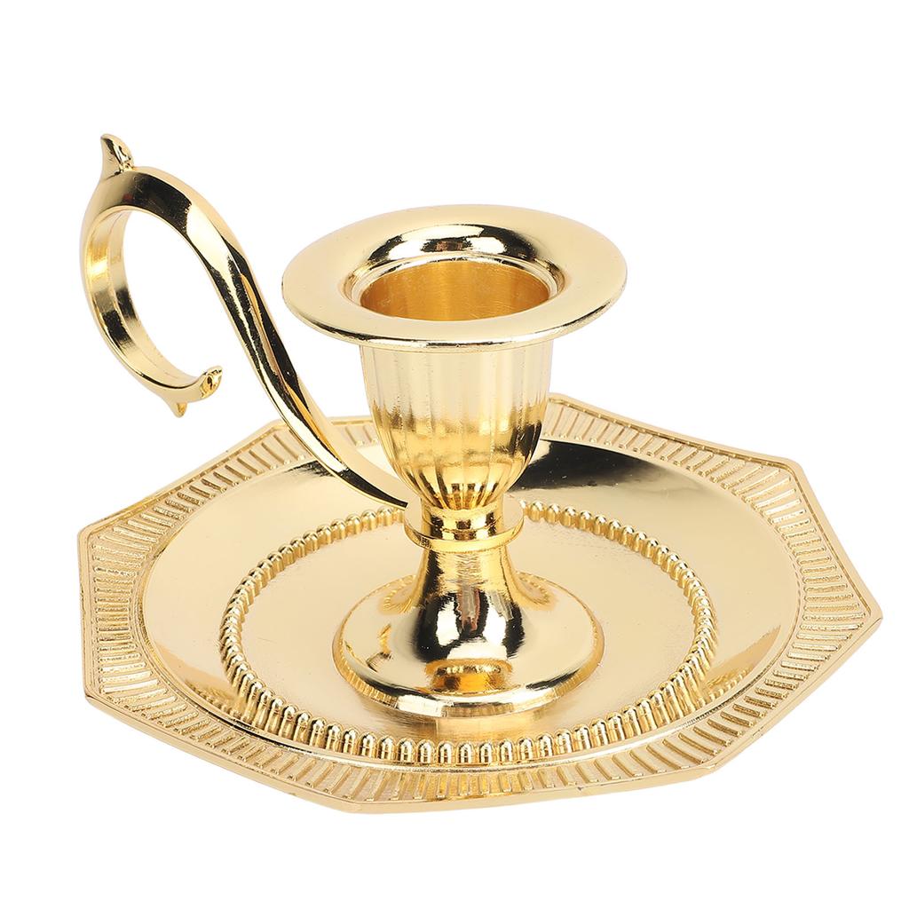 Retro Handheld Candlestick Holde Zinc Alloy Table Candlelight Stand for Home Decoration